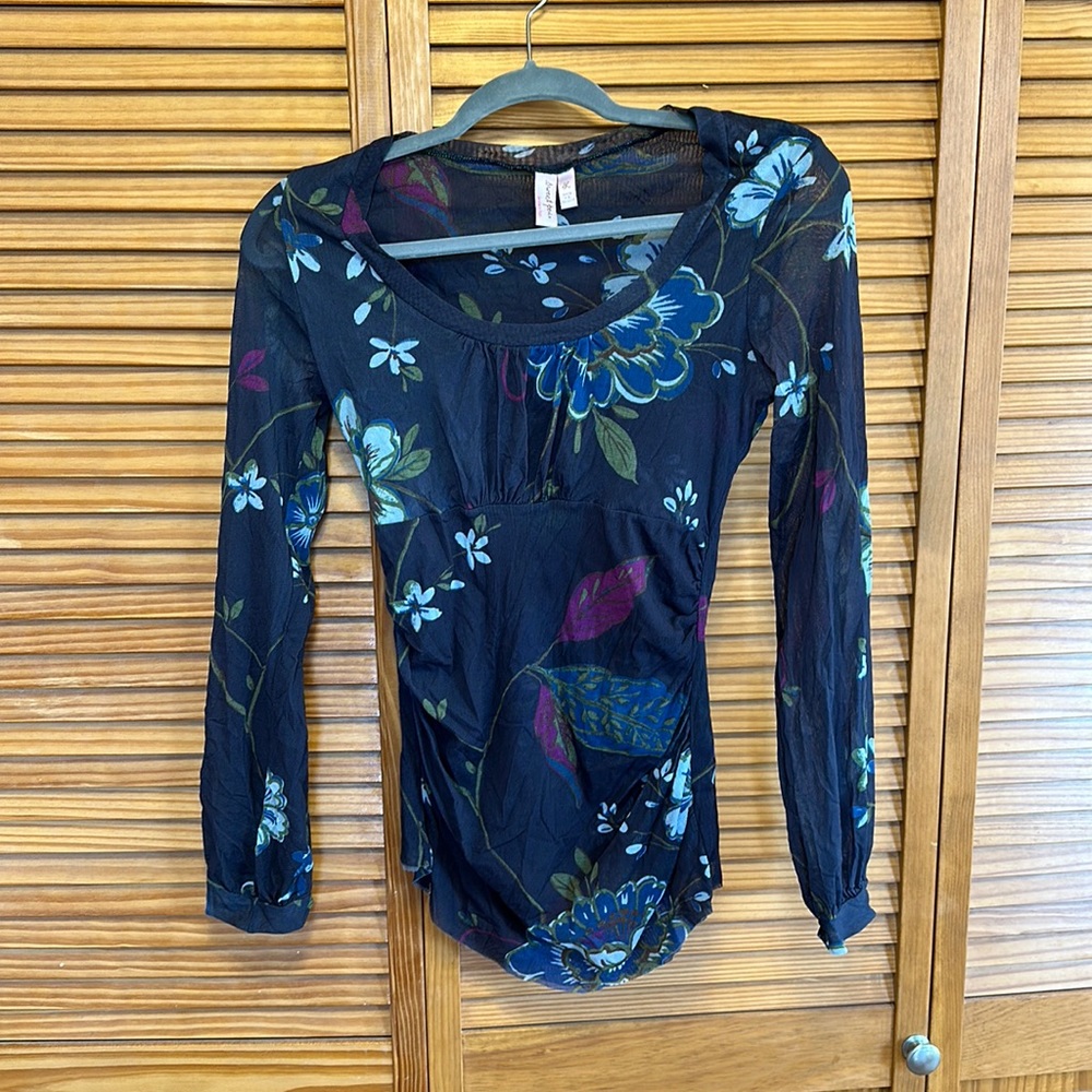 Sweet Pea Floral Long Sleeve Flower Shirt